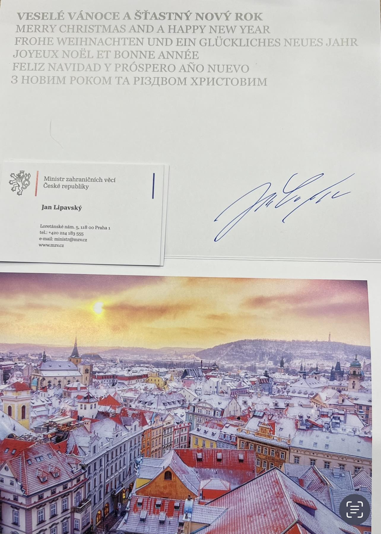 Голова МЗС Чехії Липавський передав листівку на ім'я бранця кремля Нарімана Джеляла
